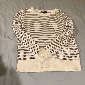 Women’s thin cream-and-black striped crew-neck sweater
